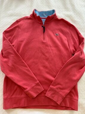 Vineyard Vines boys L 16 Coral 1/4 Zip Pullover Sweater